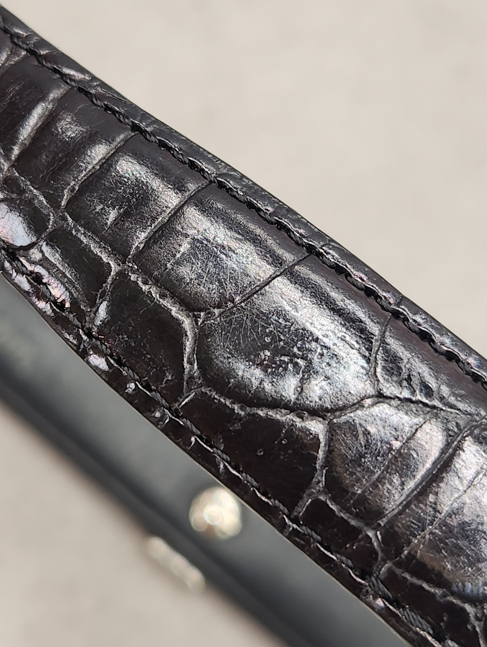 Vintage Brighton Belt Women's 32 Black Leather Colorblock Animal Print Croc - Picture 11 of 13
